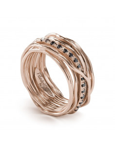 Bague Filodellavita Classic 13 fils or rose et Diamants noirsAN13RBN