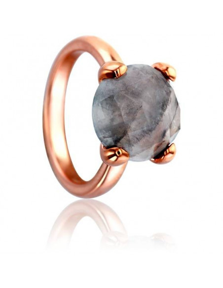 BAGUE plaqué or rose Et Quartz Gris BRONZALLURE WSBZ00013.GR