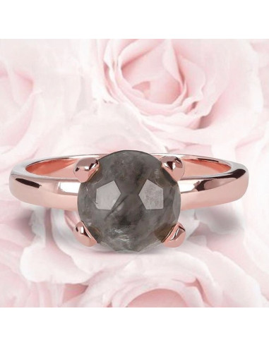 BAGUE plaqué or rose Et Quartz Gris BRONZALLURE WSBZ00013.GR