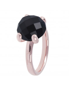 BAGUE Plaqué Or Rose BRONZALLURE Onyx Noir