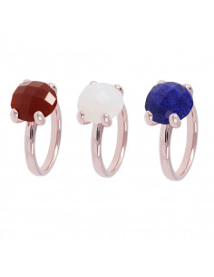 BAGUE plaqué or rose BRONZALLURE Et Calcédoine Blanche WSBZ00013.W 2