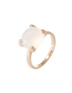 BAGUE plaqué or rose BRONZALLURE Et Calcédoine Blanche WSBZ00013.W
