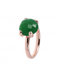 BAGUE plaqué or rose  Et Calcédoine Verte BRONZALLURE WSBZ00013.G