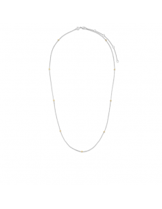 Collier Sautoir Argent Fin Rhodié Et 9 Perles Dorées 3934SY 3934SY 2