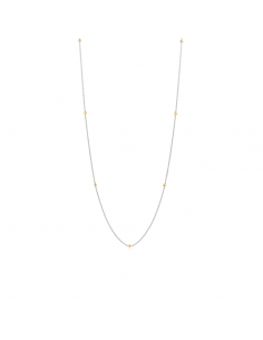 Collier Sautoir Argent Fin Rhodié Et 9 Perles Dorées 3934SY 3934SY