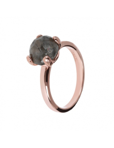 BAGUE plaqué or rose  Quartz Gris 8mm BRONZALLURE