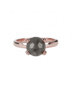 BAGUE plaqué or rose  Quartz Gris 8mm BRONZALLURE 2