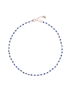 Collier Ras De Cou Plaqué Or Rose et Agate Bleu BRONZALLURE WSBZ01253.BA