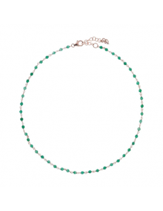 Collier Ras De Cou Plaqué Or Rose et Agate Verte BRONZALLURE WSBZ01252.GAG