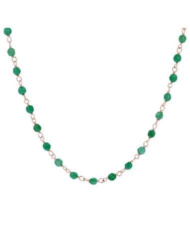 Collier Ras De Cou Plaqué Or Rose et Agate Verte BRONZALLURE WSBZ01252.GAG