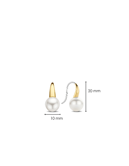 Boucles d'Oreilles Argent Plaqué Or Avec Perles Blanches Ti Sento