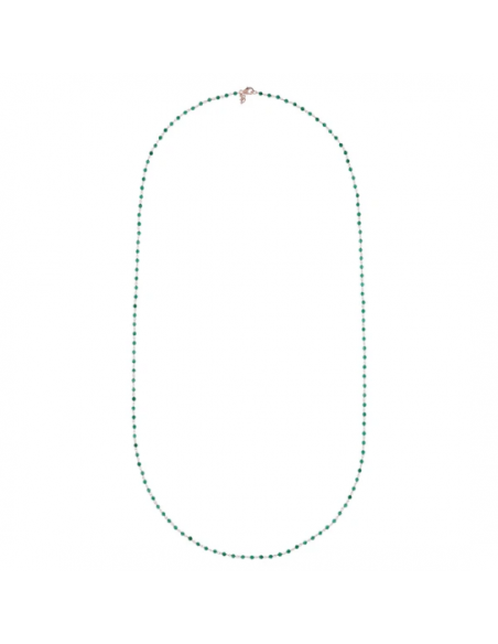 Collier Sautoir Plaqué Or Rose et Agate Verte BRONZALLURE