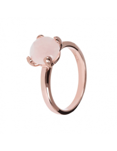BAGUE plaqué or rose  Quartz Rose 8mm BRONZALLURE