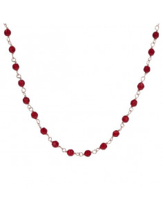 Collier Ras De Cou Plaqué Or Rose et Agate Rouge BRONZALLURE 2