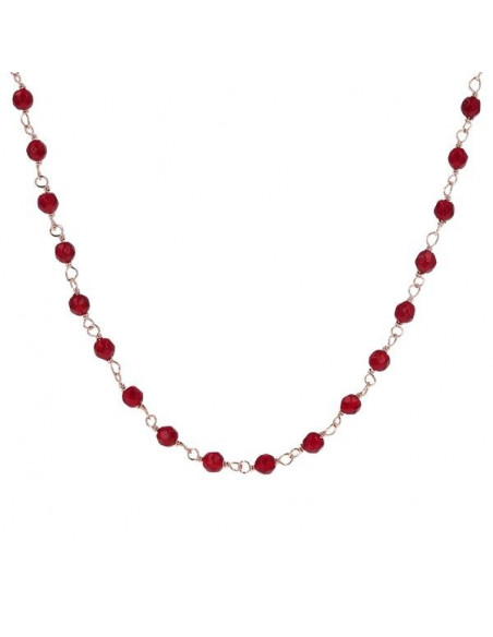 Collier Ras De Cou Plaqué Or Rose et Agate Rouge BRONZALLURE
