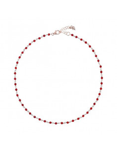 Collier Ras De Cou Plaqué Or Rose et Agate Rouge BRONZALLURE