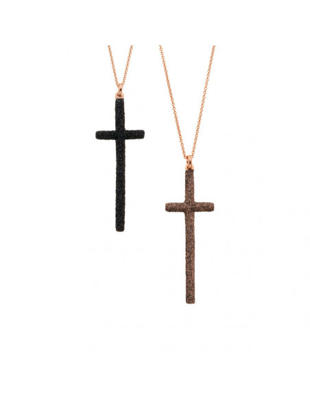 Collier Croix Pesavento Polvere di Sogni Rose et Noir