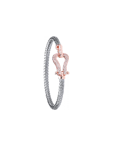 Bracelet Jourdan Lyre argent bicolore rose