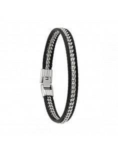 Bracelet Maille Acier Et Câbles Noir De Chez Jourdan