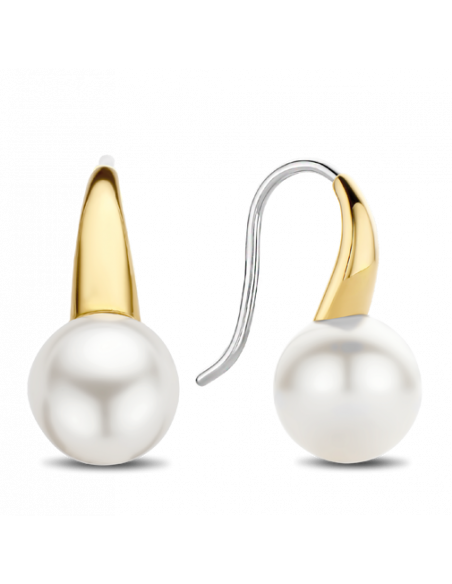 Boucles d'Oreilles Argent Plaqué Or Avec Perles Blanches Ti Sento