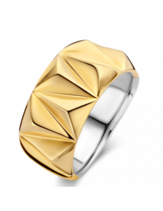 Bague Large Stylé Argent Finition Or Jaune Ti Sento