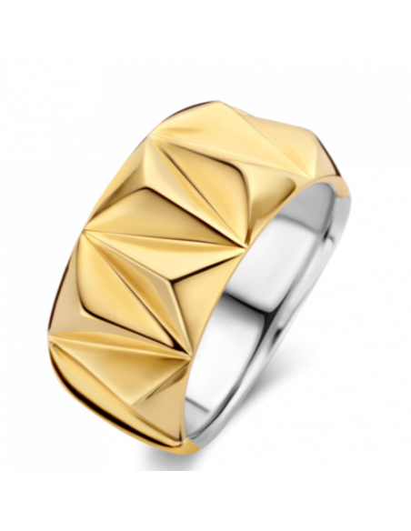 Bague Large Stylé Argent Finition Or Jaune Ti Sento