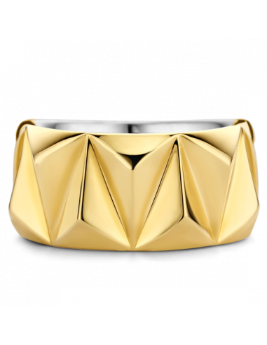 Bague Large Stylé Argent Finition Or Jaune Ti Sento