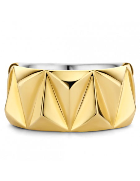 Bague Large Stylé Argent Finition Or Jaune Ti Sento