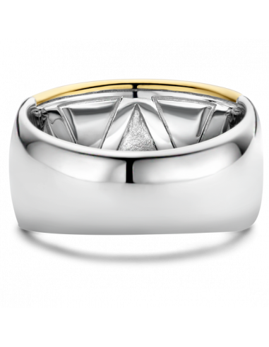 Bague Large Stylé Argent Finition Or Jaune Ti Sento