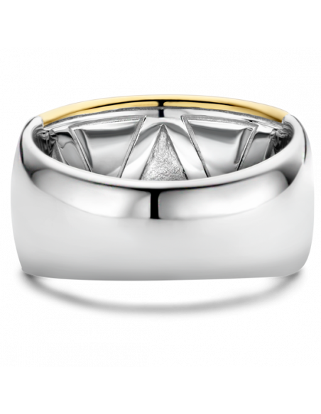 Bague Large Stylé Argent Finition Or Jaune Ti Sento