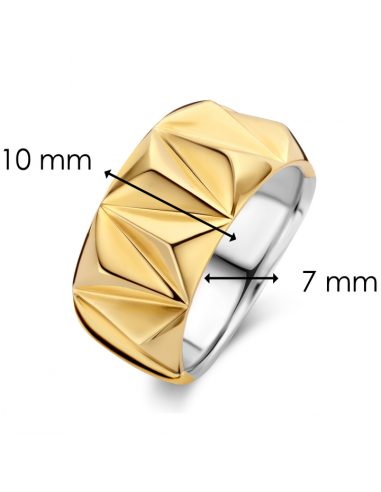 Bague Large Stylé Argent Finition Or Jaune Ti Sento