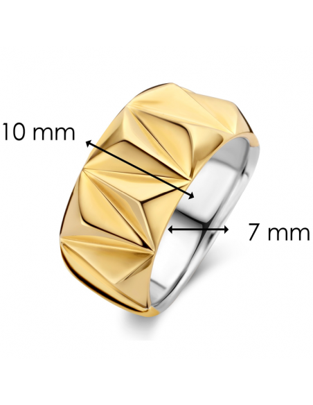 Bague Large Stylé Argent Finition Or Jaune Ti Sento