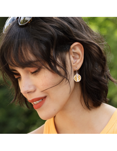 Vinyles Boucles D'oreilles Dormeuses 16mm Les Georgettes Carmin /Coquillage
