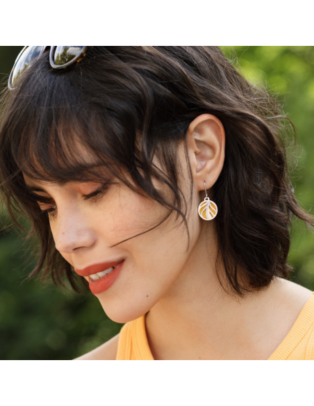 Vinyles Boucles D'oreilles Dormeuses 16mm Les Georgettes Carmin /Coquillage