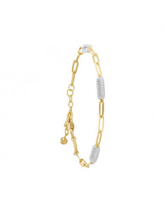 Bracelet CHARLES GARNIER En Plaqué Or Collection Styles Avec Trois Maillons Pavés