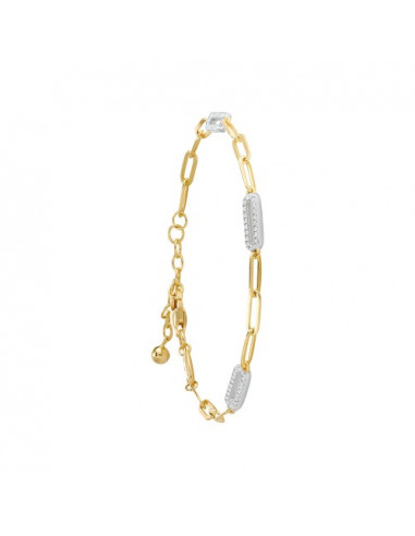 Bracelet CHARLES GARNIER En Plaqué Or Collection Styles Avec Trois Maillons Pavés AGF170035B