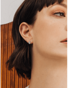 Boucle d'Oreilles Puces Marqueterie De Saunier En Argent 2