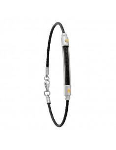 Bracelet Kaméo En Câble Noir,Acier Et Vis Or De Jourdan