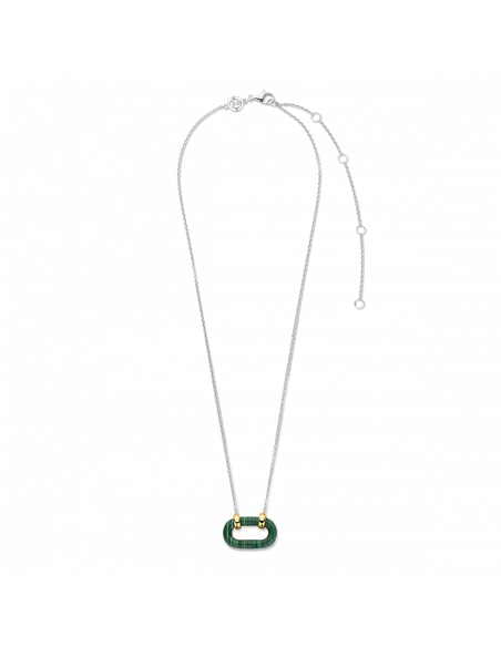 Collier Argent Ti Sento Bicolore Et Malachite 34012MA