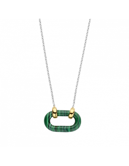 Collier Argent Ti Sento Bicolore Et Malachite 34012MA