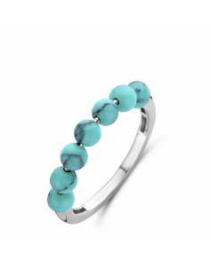 Bague Argent  Ti Sento Avec 7 perles Turquoise