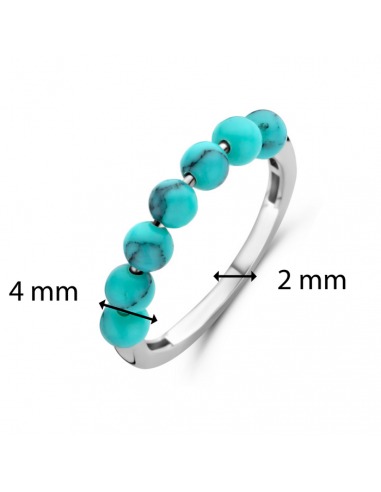 Bague Argent  Ti Sento Avec 7 perles Turquoise