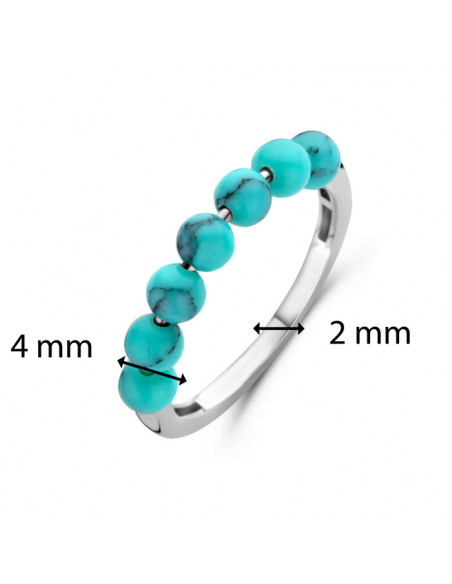 Bague Argent  Ti Sento Avec 7 perles Turquoise