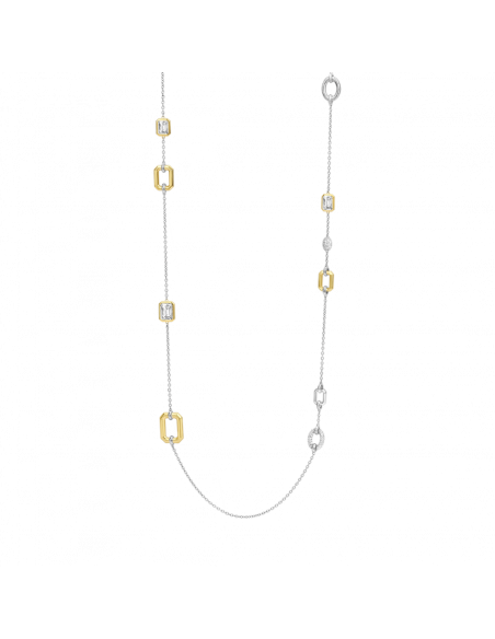 Sautoir Bicolore Argent Et Plaqué Or Et Oxydes 34028ZY