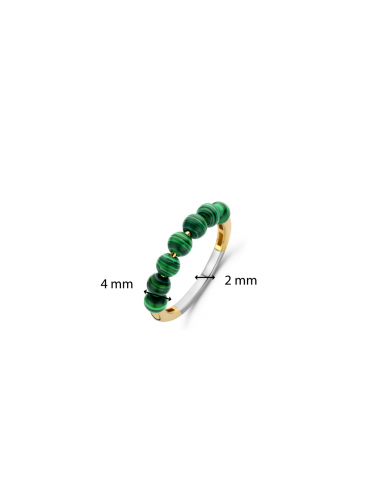 Bague Argent  Ti Sento Avec 7 perles En Malachite