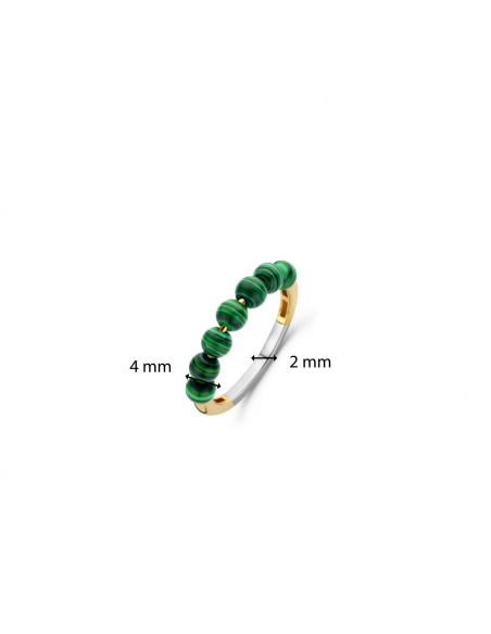 Bague Argent  Ti Sento Avec 7 perles En Malachite