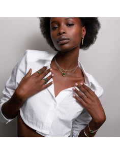 Bague Argent  Ti Sento Avec 7 perles En Malachite 2