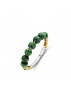 Bague Argent  Ti Sento Avec 7 perles En Malachite