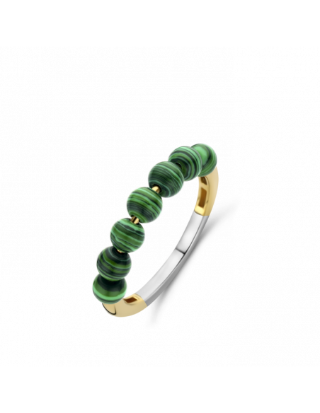 Bague Argent  Ti Sento Avec 7 perles En Malachite