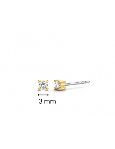 Boucles d'Oreilles Puces Bicolore Ti Sento En Argent 7835zy